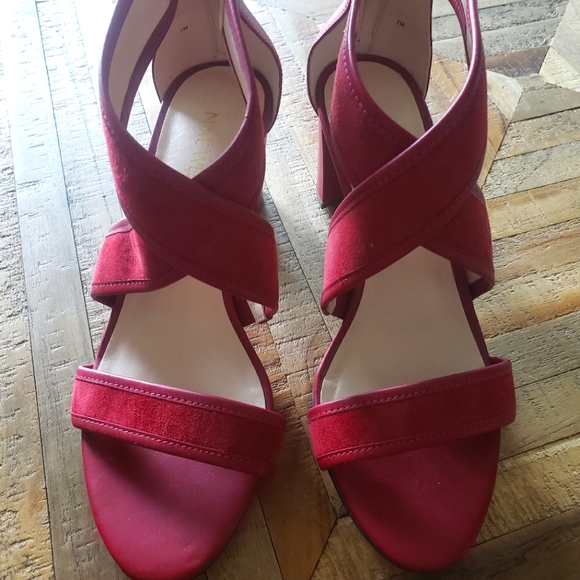 Nine West Shoes - NWOT Nine West Leather/Suede Sandals with block heel Size 7 Colour: Red
